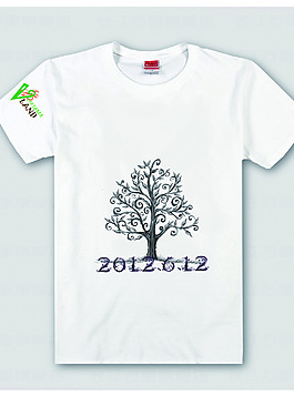 大树白色T恤模板