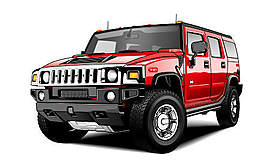 红色悍马越野车