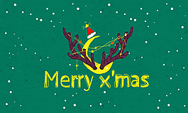 手绘圣诞节明信片