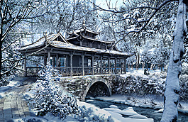 冬天里的仿古建筑