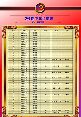 地下车价格表