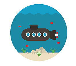 圆形潜水艇矢量素材