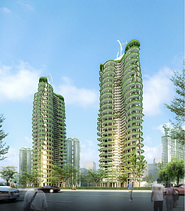 建筑群鸟瞰后期效果图图片