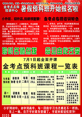 金考点名师培训暑假预科班
