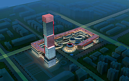 建筑夜景效果图