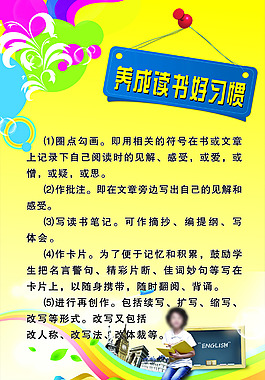 良好习惯小学宣传展板psd素材良好习惯的养成板报图片学校好习惯图片