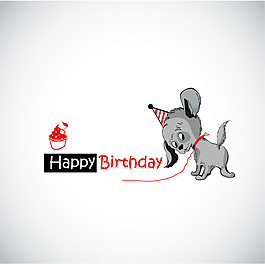 灰色宠物狗生日贺卡
