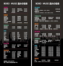 bobo酒吧点菜单