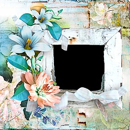 高清矢量花卉多元素相册模板PSD素材