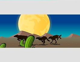 沙漠奔跑的狼狗flash动画