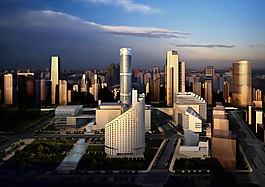 大型城市CBD商务区效果图设计