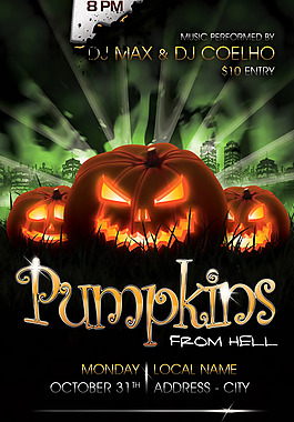 国外万圣节鬼面南瓜创意海报