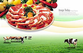 新鲜牛肉产品宣传广告psd素材
