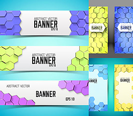 蜂窝装饰banner广告矢量素材