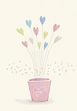 桃心植物插画psd分层素材