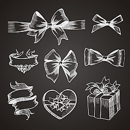 手绘丝带设计矢量素材