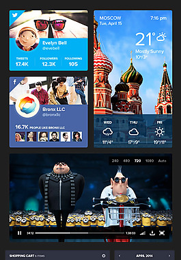 黑色UI工具包下载psd素材