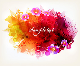 彩墨花卉背景矢量素材