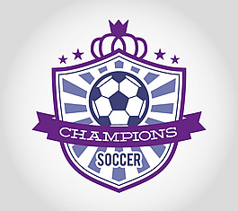 紫色足球徽章标签矢量素材