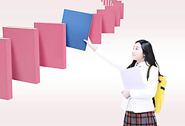 拿书的学生图片psd分层素材