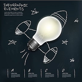 灯泡火箭背景矢量素材