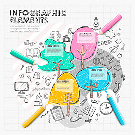 彩色铅笔画矢量素材