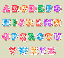 彩色英文字母设计矢量素材