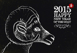 2015年山羊粉笔画背景矢量图