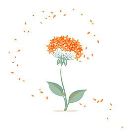 素雅橘色花卉背景矢量素材