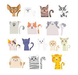 手绘猫咪插画矢量图