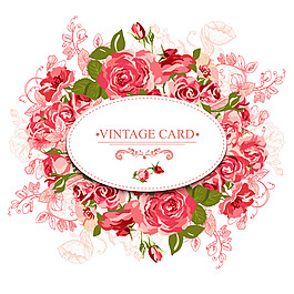 粉色玫瑰花卡片矢量素材