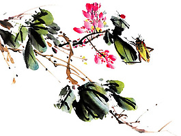 昆虫水墨画PSD分层素材