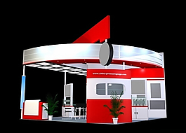 红色展台展示设计3D模型下载