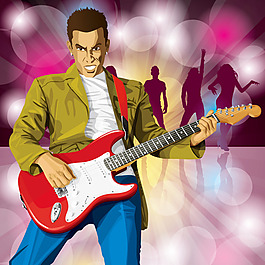 弹吉他男子插画矢量素材