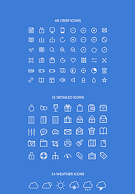 白色线条ui图标PSD素材