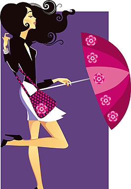 卡通购物女郎矢量素材