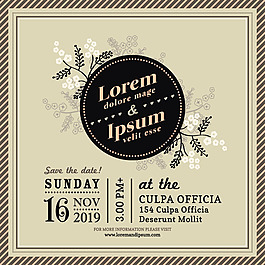 花卉婚礼邀请海报矢量素材