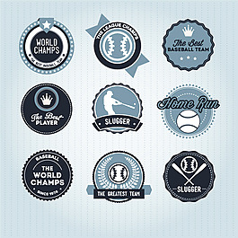 圆形棒球运动标签矢量素材