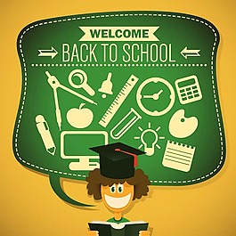 卡通返校欢迎海报矢量素材