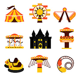 游乐园设施图标矢量素材