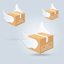 带翅膀的纸箱矢量素材