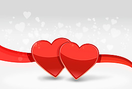 红色爱心丝带背景矢量素材