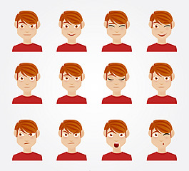 卡通男子表情矢量素材