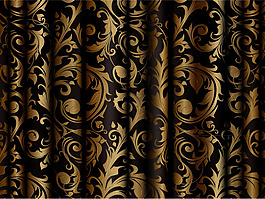 金色花纹绸布设计矢量素材