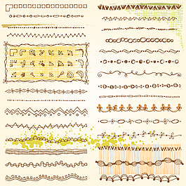 手绘花边与花纹矢量素材