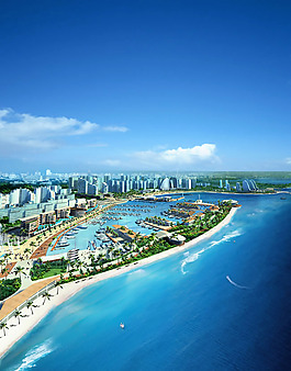 海滨城市鸟瞰图PSD分层素材