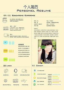 大学生个人简历模板PSD素材