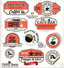 咖啡标签与贴纸矢量素材