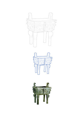 中国传统四方鼎矢量图