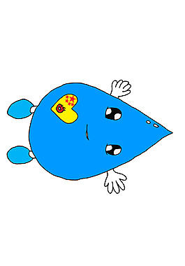 蓝色水滴形卡通吉祥物